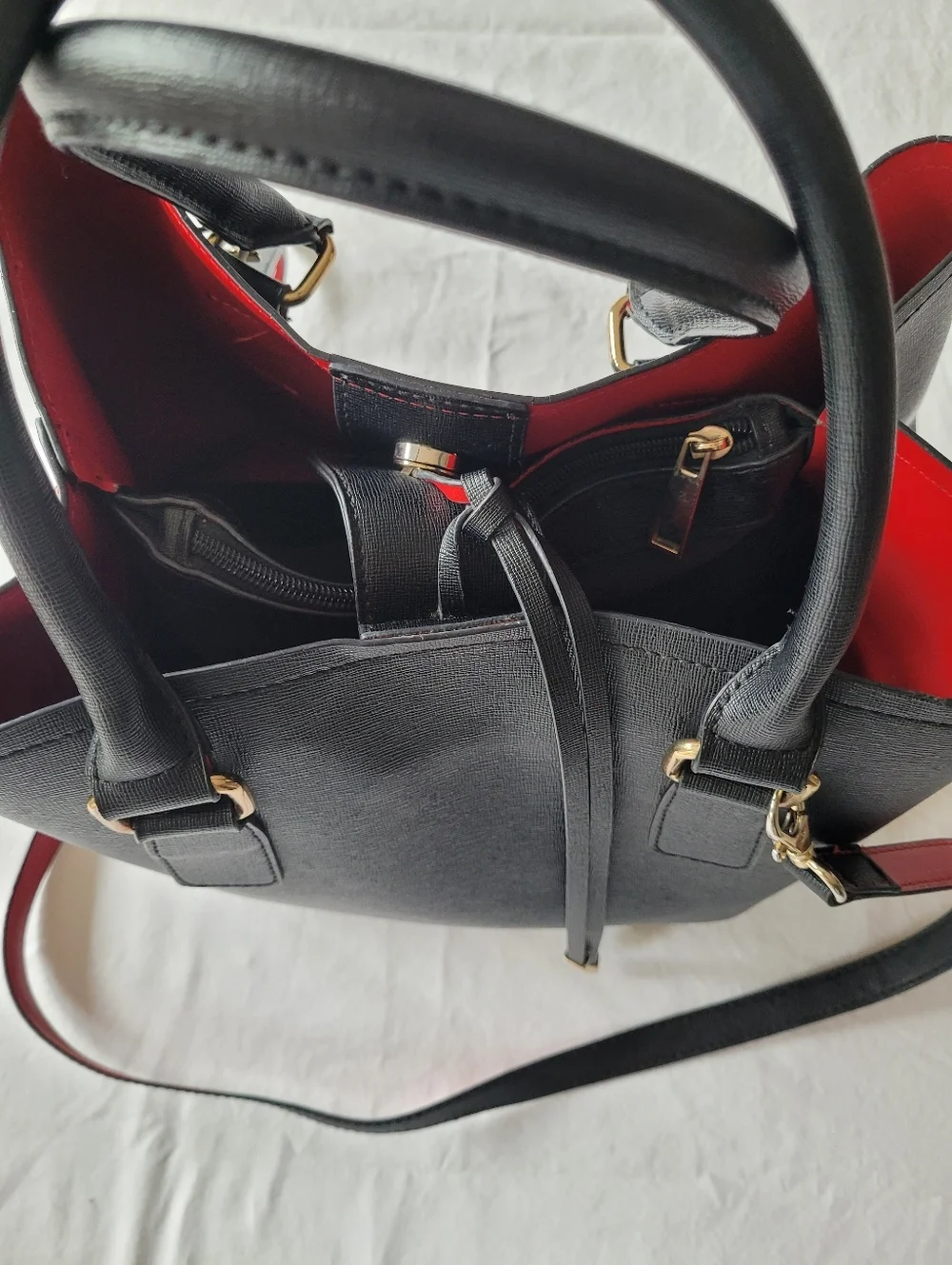 ALDO Classic Black Tote with Red Interior - Structured Women's Handbag